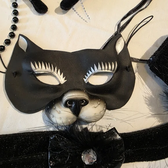 Sexy Kitty Black Cat Vixen Costume Accessory Set 8 Pieces EUC - Picture 5 of 8